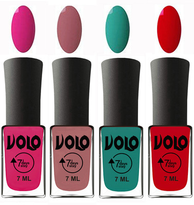 

Volo Ultra Lasting HD Shine Awesome Nail Paint Combo Magnta, Chocolate Peach, Radium Green, Blood Red(Pack of 4)