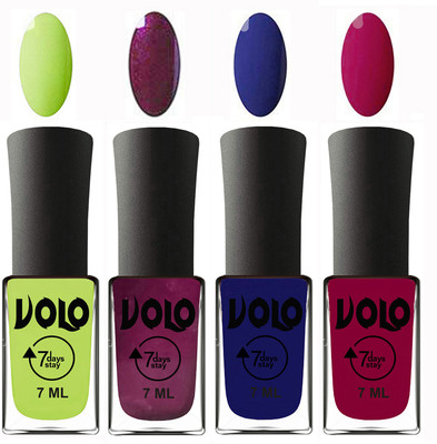 

Volo Ultra Lasting HD Shine Awesome Nail Polish Combo Parrot Green, Wine, Navy Blue, Magnta(Pack of 4)