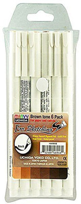 

Marvy Uchida Sketching Brown Tone Pack of 6 ( Brush Tip ) Fineliner Pen(Pack of 6)