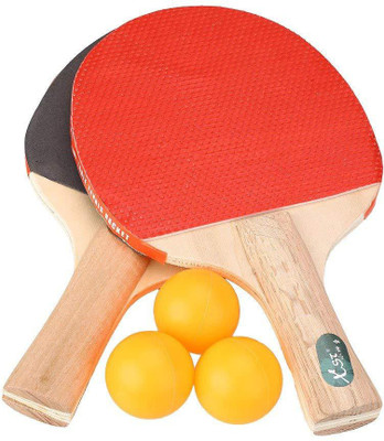 

QUINERGYS ® 2 Players Ping Pong Long Handle Pimples in Bats Paddles Rackets + 3 Pieces Balls Table Tennis Kit