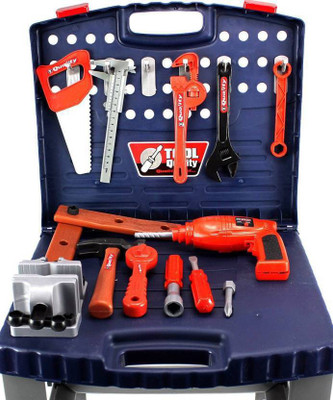

Pasanda Kids 69 Piece Toy Tool Kit Play Set Portable Folding Work Bench Workshop with Drill
