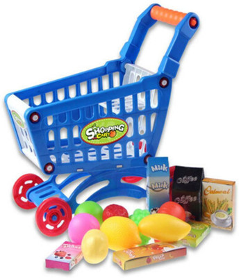 

vbenterprise Girls Shopping cart toy with fruits and vegetables for Kids 29 pcs