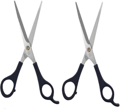 Vcare Hair Cutting Scissors for Men and Women Scissors for Moustache Trimming Curved Pack of 2 pcs Scissors(Set of 2, Black)