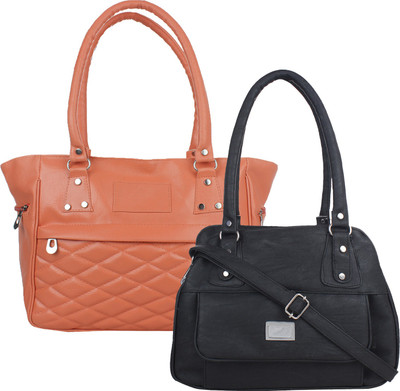 

Element Cart Women Evening/Party, Casual Tan, Black PU Sling Bag, Black;tan