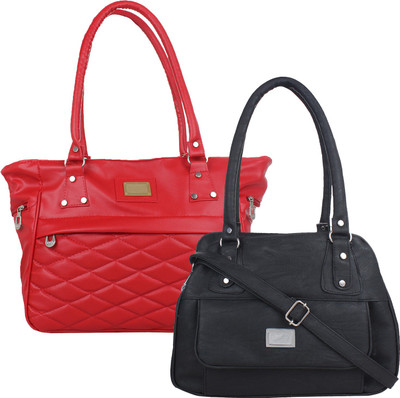 

Element Cart Women Evening/Party, Casual Red, Black PU Sling Bag, Black;red