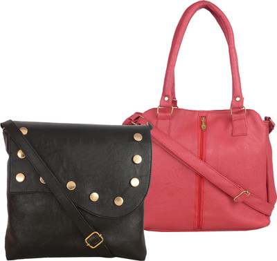 

Element Cart Women Evening/Party, Casual Black, Pink PU Sling Bag