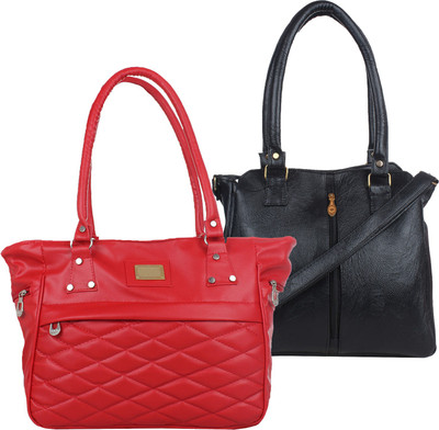 

Element Cart Women Evening/Party, Casual Red, Black PU Sling Bag, Black;red