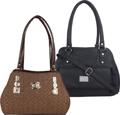 

Element Cart Women Evening/Party, Casual Brown, Black PU Sling Bag, Black;brown