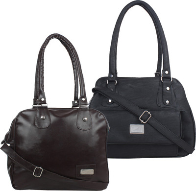 

Element Cart Women Evening/Party, Casual Brown, Black PU Sling Bag, Black;brown