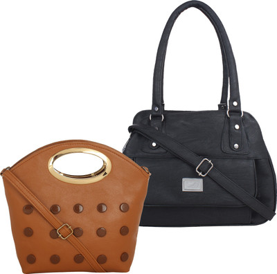 

Element Cart Women Evening/Party, Casual Brown, Black PU Sling Bag, Black;brown