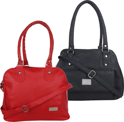 

Element Cart Women Evening/Party, Casual Red, Black PU Sling Bag, Black;red