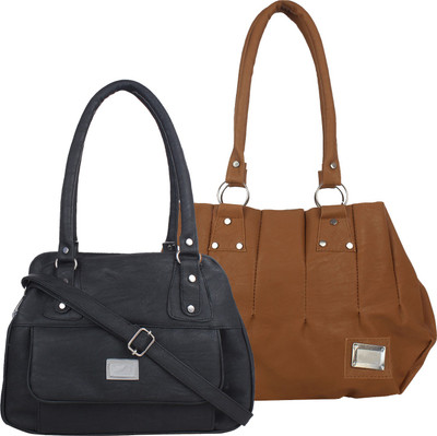 

Element Cart Women Evening/Party, Casual Brown, Black PU Sling Bag, Black;brown