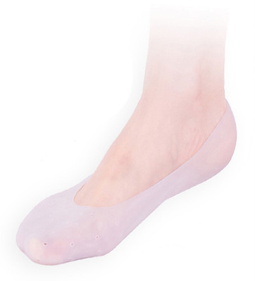 

ELEGANTSHOPPING Moisturizing Silicone Gel Socks For Pain Releif & Cracking, Pink Color Heel Support (L, White)
