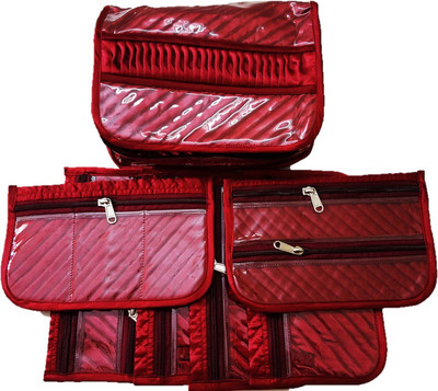 

FORE TREND Quilted Satin Jewellery Organizer - Makeup Vanity Box(Maroon)