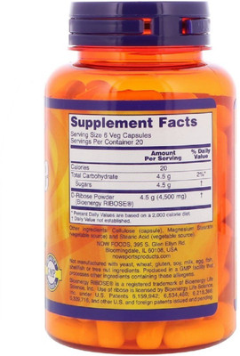 

Now Foods Now Foods, Sports, D-Ribose, 750 mg, 120 Veg Capsules(120 No)