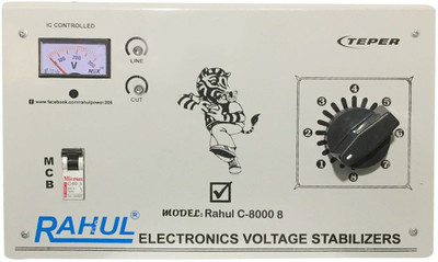 

Rahul C-8000 c8 KVA/32 Amp 90-260 Volt Mainline Use Up to 8 KVA Load Raf & Taf Copper Autocut Voltage Stabilizer(White)
