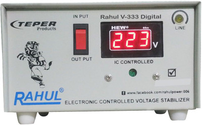 

RAHUL V-333a Digital 600 VA/2 Amp 100-290 Volt 1 Refrigerator 90 to 185 Ltr 5 Step Digital Automatic Stabilizer Digital Automatic Stabilizer(White)