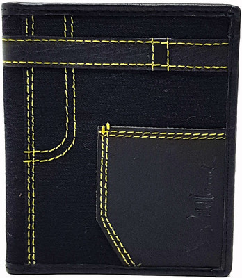 

Wildland Men Black Denim, Genuine Leather Wallet(12 Card Slots)