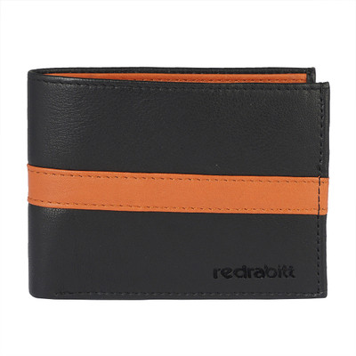 

Red Rabitt Men Casual Black Genuine Leather Wallet(9 Card Slots), Black/tan