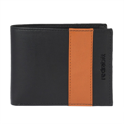 

Red Rabitt Men Casual Black Genuine Leather Wallet(7 Card Slots), Black/tan