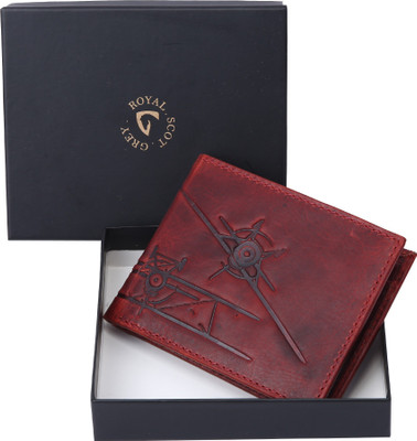 

ROYAL SCOT GREY Men Red Genuine Leather Wallet(6 Card Slots)
