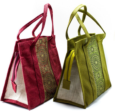 

YOUWAH Glorious Women's Multipurpose Set of two Jute Handbag Multipurpose Bag(Multicolor, 15 inch)