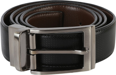 

TIE & CUFFS Men Casual Black Artificial Leather Reversible Belt