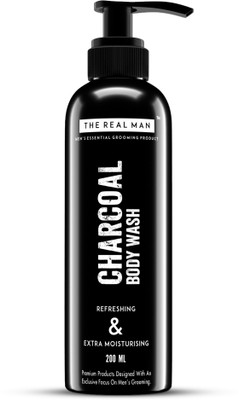 

THE REAL MAN Refreshing & Extra Moisturising Charcoal Body Wash 200ml. With Extract of Aloe Vera | Neem | Amlashikakai & Activated Charcoal.(200 ml)