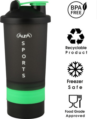 

Aura Sports Gym Sipper 600 ml Sipper(Pack of 1, Green, Black), Lime green;black
