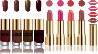 

Volo Perfect Combo of Ultra Shine Nail Polish and Velvet Matte Lipsticks(Set of 8)