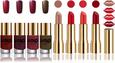 

Volo Perfect Combo of Ultra Shine Nail Polish and Velvet Matte Lipsticks(Set of 8)