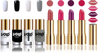 Volo Perfect Combo of Ultra Shine Nail Polish and Velvet Matte Lipsticks(Set of 8)