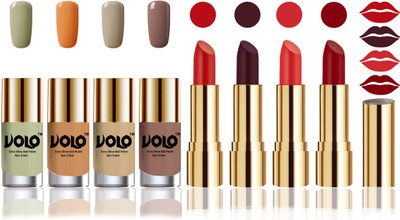 

Volo Perfect Combo of Ultra Shine Nail Polish and Velvet Matte Lipsticks(Set of 8)