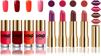 

Volo Perfect Combo of Ultra Shine Nail Polish and Velvet Matte Lipsticks(Set of 8)