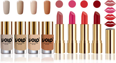 

Volo Perfect Combo of Ultra Shine Nail Polish and Velvet Matte Lipsticks(Set of 8)
