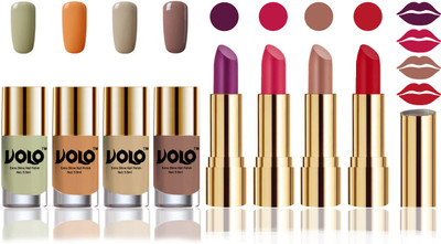 

Volo Perfect Combo of Ultra Shine Nail Polish and Velvet Matte Lipsticks(Set of 8)
