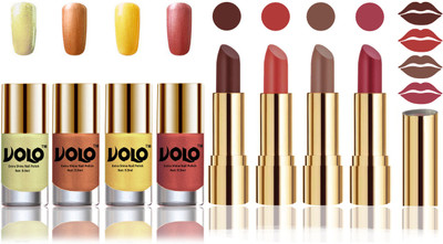 

Volo Perfect Combo of Ultra Shine Nail Polish and Velvet Matte Lipsticks(Set of 8)