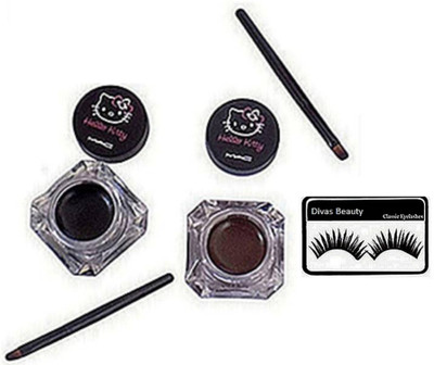 

divas beauty Of Eyelashes, Mac Two Balm Hello Kitty Gel Eyeliner(Set of 3)