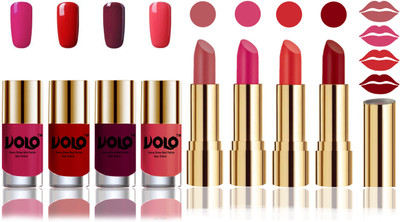 

Volo Perfect Combo of Ultra Shine Nail Polish and Velvet Matte Lipsticks(Set of 8)
