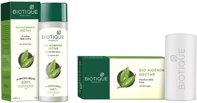 

BIOTIQUE BIO Bio Morning Nectar Flawless Skin Lotion For All Skin Types, Bio Morning Nectar Skin Soap(Set of 2)
