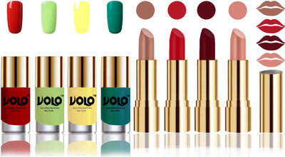 

Volo Perfect Combo of Ultra Shine Nail Polish and Velvet Matte Lipsticks(Set of 8)