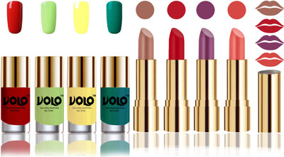 Volo Perfect Combo of Ultra Shine Nail Polish and Velvet Matte Lipsticks(Set of 8)