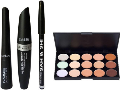 

Sah&Shi Eyebrow Black Pencil with Mascara And Eyeliner With Professional Palette(Set of 2)