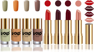 

Volo Perfect Combo of Ultra Shine Nail Polish and Velvet Matte Lipsticks(Set of 8)