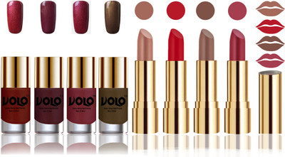 

Volo Perfect Combo of Ultra Shine Nail Polish and Velvet Matte Lipsticks(Set of 8)