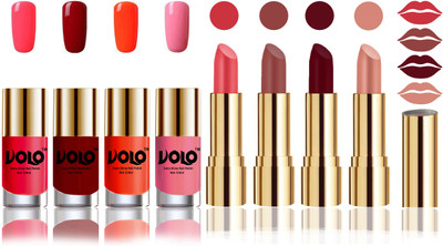 

Volo Perfect Combo of Ultra Shine Nail Polish and Velvet Matte Lipsticks(Set of 8)
