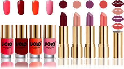 

Volo Perfect Combo of Ultra Shine Nail Polish and Velvet Matte Lipsticks(Set of 8)