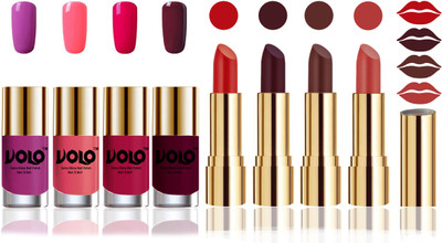 

Volo Perfect Combo of Ultra Shine Nail Polish and Velvet Matte Lipsticks(Set of 8)