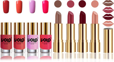 

Volo Perfect Combo of Ultra Shine Nail Polish and Velvet Matte Lipsticks(Set of 8)