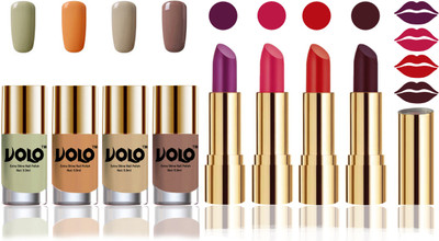 

Volo Perfect Combo of Ultra Shine Nail Polish and Velvet Matte Lipsticks(Set of 8)